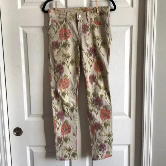 Pilcro Stet Tan Floral Skinny Jean /‎ SZ 26 - Picture 2 of 9